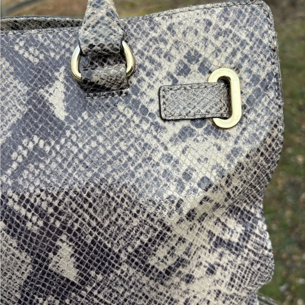 Michael Kors Gray and Tan Snake Print Satchel/Shoulder Bag